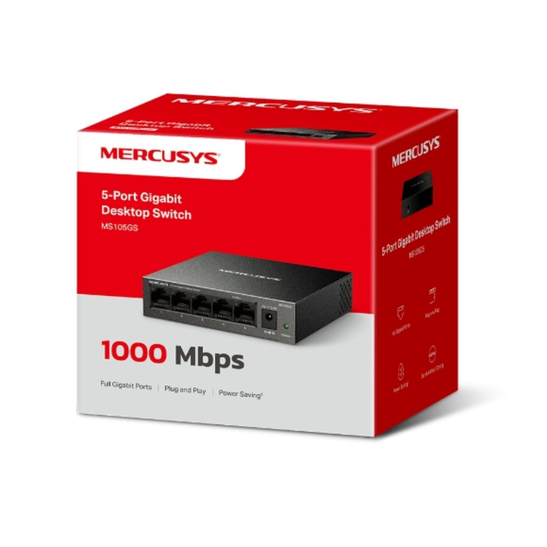 Mercusys MS105GS 5-Port Gigabit Desktop Switch with Auto-Negotiation and Green Ethernet Energy Saving Technology