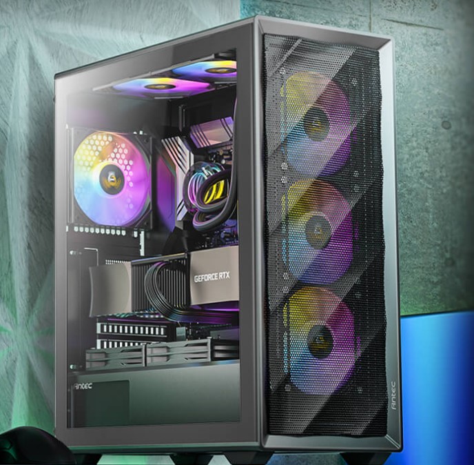 Antec AX85 ARGB Mid-Tower Gaming PC Case with Tempered Glass, 4x ARGB Fans & 360mm Radiator Support - ATX/mATX/ITX Compatible