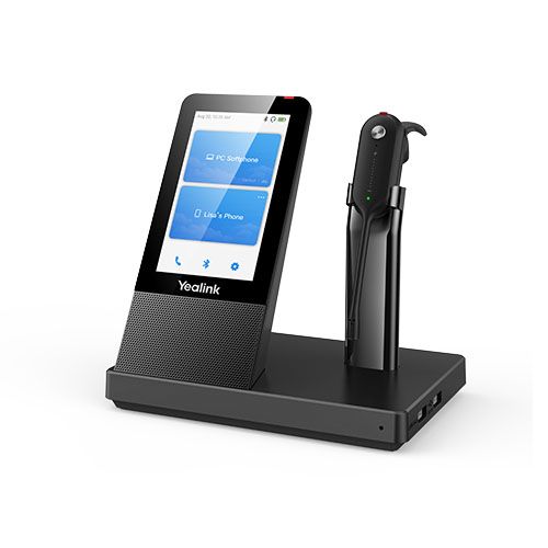 Yealink WH67 UC DECT Wireless Convertible Headset with 4-Inch Touchscreen UC Workstation, HD Voice, 2-Mic Noise Cancellation, Teams Certified, Lightweight, 4 Wearing Styles