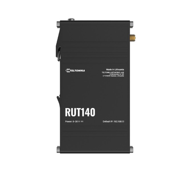 Teltonika RUT140 Industrial Ethernet Router with Wi-Fi 4, Dual 10/100 Mbps Ports, DIN-Rail Mount, Remote Management, 3-Pin Power Connector (PSU Excluded)