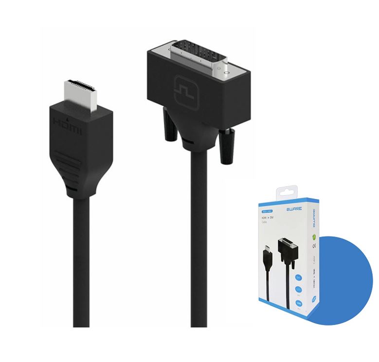 8ware Pro Series 2M HDMI to DVI-D Cable Male to Male, Nickel-Plated Connectors, 30AWG Oxygen-Free Copper, PVC Jacket, High Performance 1920x1200@60Hz