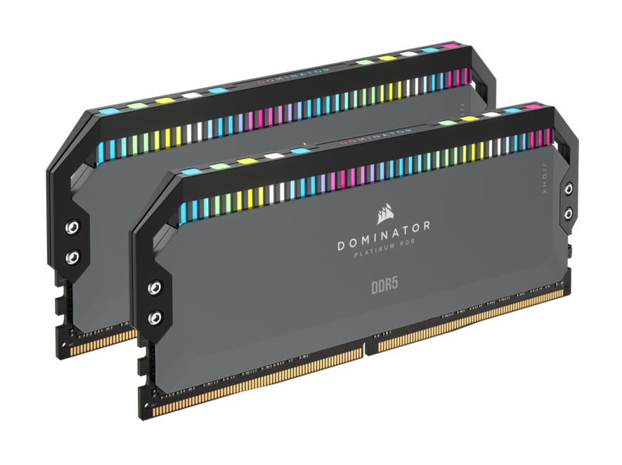 Corsair DOMINATOR RGB DDR5 64GB (2x32GB) 5600MT/s CL40 Desktop Memory Kit with Intel XMP & AMD EXPO - Grey