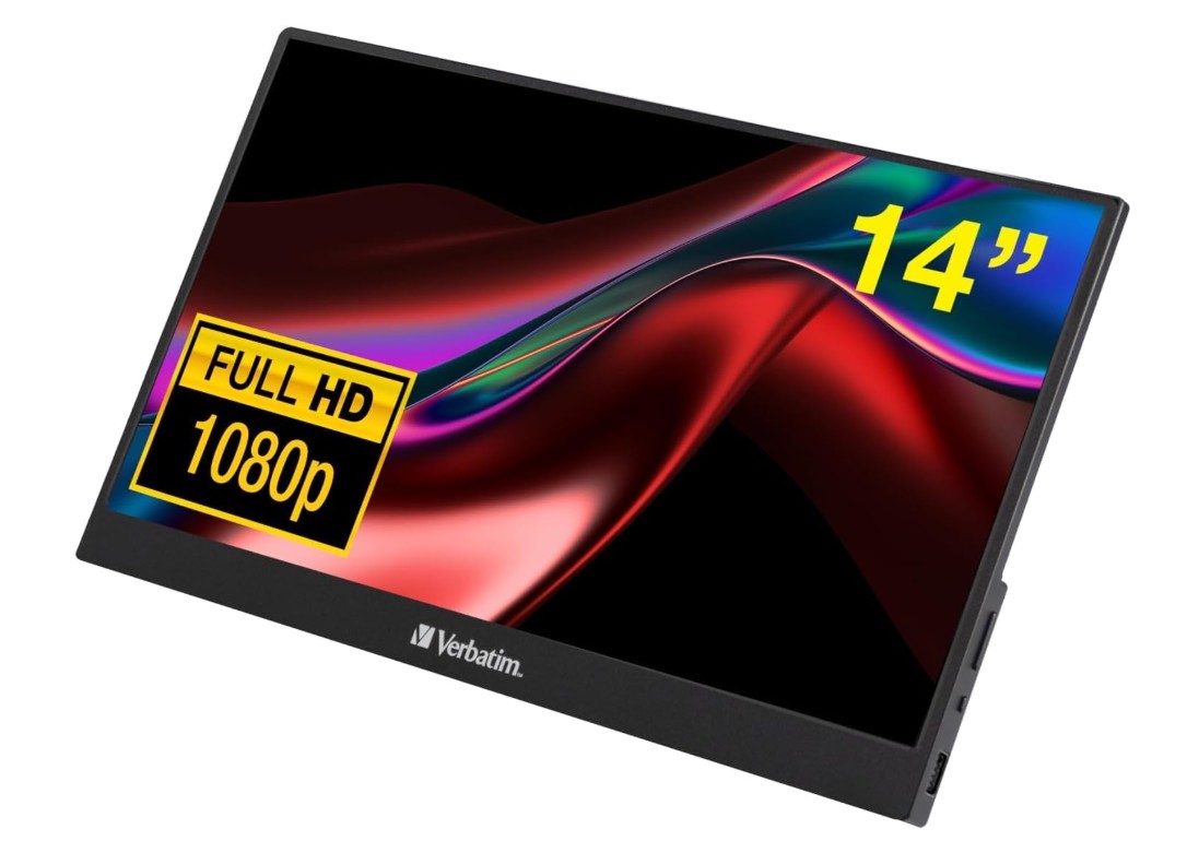 Verbatim 14" Portable IPS FHD 1920x1080 Touchscreen Monitor with HDR, 60Hz, USB-C & HDMI