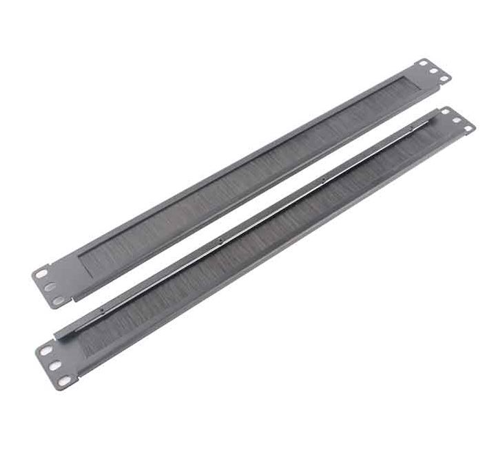 LDR 1U 19" Cable Management Brush Rail Panel – Black Metal Construction for 19-Inch Server Racks