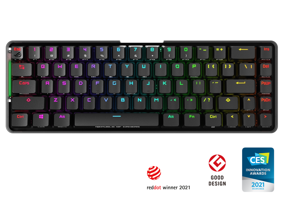 ASUS ROG Falchion NX 65% Wireless Mechanical Gaming Keyboard with 68 Keys, ROG NX Red Switches, Interactive Touch Panel, and 450-Hour Battery Life