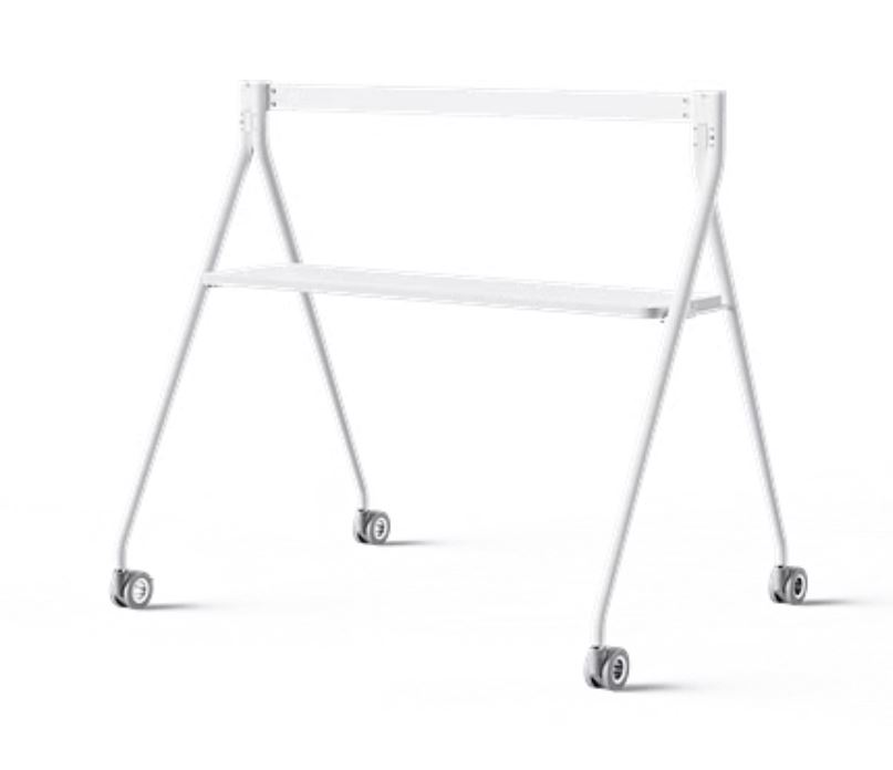 Yealink Floor Stand with Tray for MeetingBoard 65-inch MB65-A001 - Wheeled Mobile Base, Durable White Support