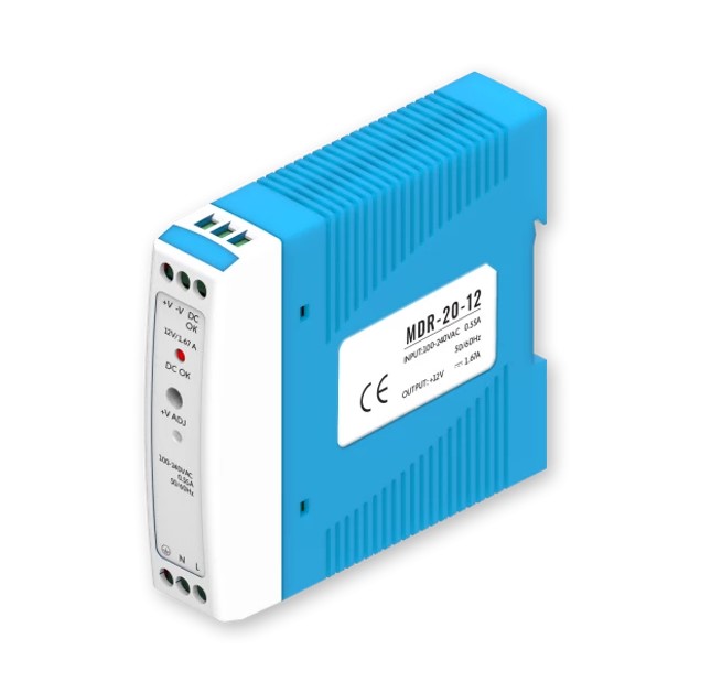 Teltonika 20W DIN Rail Power Supply 12V DC, Wide AC Input 85-264V, Overload and Over-Voltage Protection
