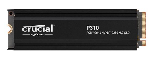 Crucial P310 1TB PCIe Gen4 NVMe M.2 2280 SSD with Heatsink – 7100MB/s Read, 6000MB/s Write, 220TBW Endurance, Full-Drive Encryption, 5-Year Warranty
