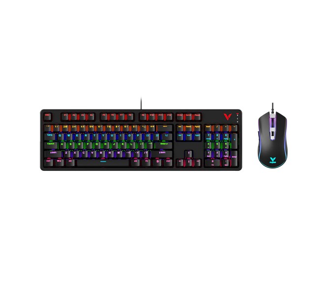 Rapoo V150S Backlit Mechanical Gaming Keyboard with 60M Keystrokes & Symmetrical RGB Optical Gaming Mouse 6200 DPI