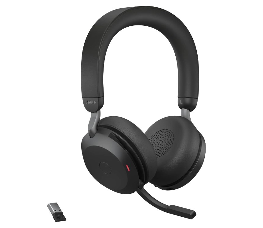 Jabra Evolve2 75 USB-C Wireless ANC Headset with 8-Mic Technology, 36H Battery & Fast Charge, Dual-Foam Comfort, Hide-Away Boom Arm - UC & MS Teams Certified