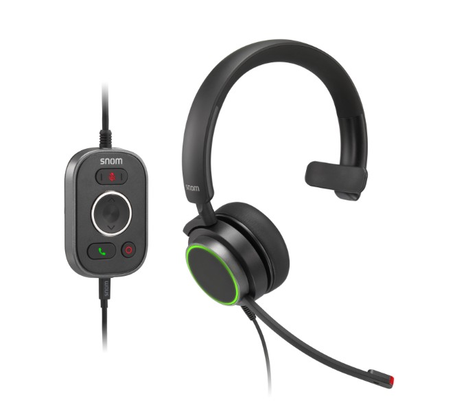 Snom A330M Over-Ear Mono USB-A Headset with Passive Noise Cancellation, Inline Call Control & Soft PU Leather Ear Cushion
