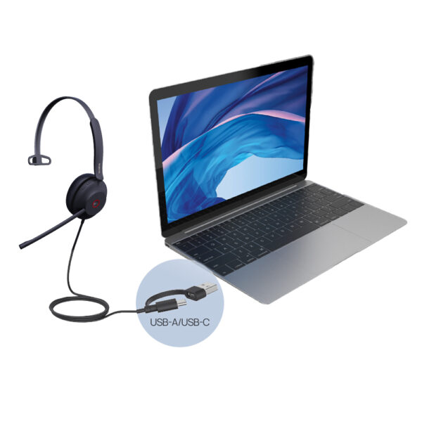 Yealink UH37 Mono USB Wired Headset with Dual Noise-Cancelling Mics, 35mm Speaker, Busylight, Leather Ear Cushion, USB-C/A Adapter, HD Audio for UC & Microsoft Teams