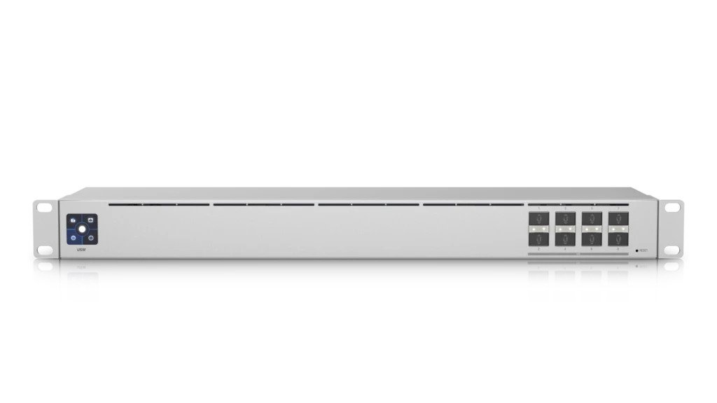 Ubiquiti UniFi USW-Aggregation 8-Port 10G SFP+ Layer 2 Fanless Aggregation Switch 1U Rackmount with Built-in 36W AC/DC Power Supply