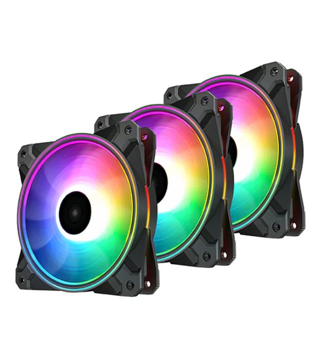DeepCool CF120 PLUS 3-Pack - Customisable Addressable RGB 120mm PWM Case Fans with 18 LED Lighting Effects & Controller