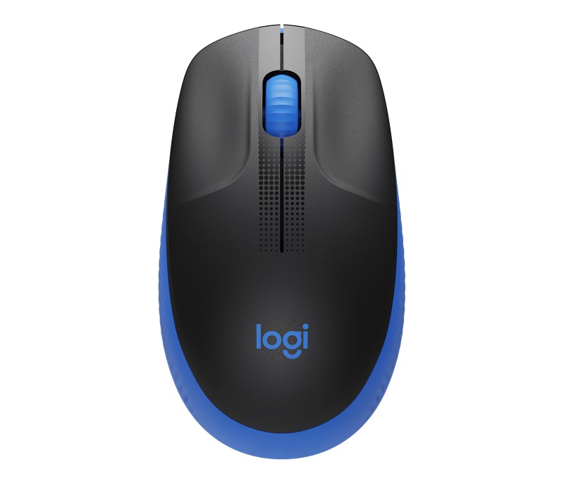 Logitech M190 Full-Size Wireless Mouse Blue – Comfortable 1000 DPI Optical Sensor, 18-Month Battery Life, Wireless Range Up to 10m