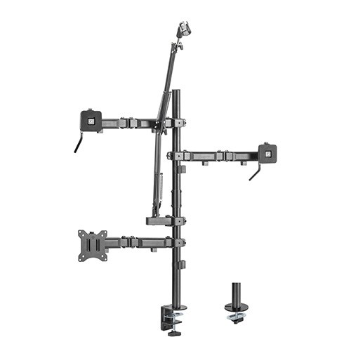 Brateck MDS10-1 Single-Monitor All-in-One Studio Desktop Mount for 17"-32" Curved Monitors, Up to 9kg Capacity, Steel Construction with Cable Management