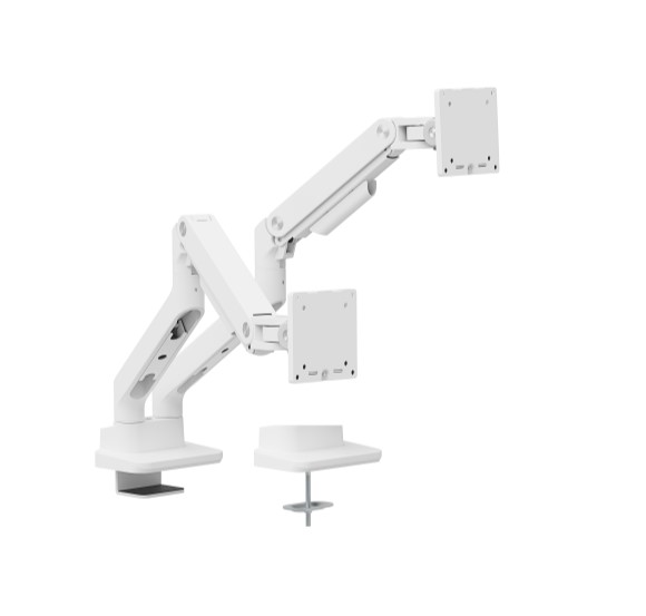 Brateck LDT81-C024-W Heavy-Duty Gas Spring Dual Monitor Arm - Fits 17-35 Inch Monitors, 44 lbs Capacity, Fine Texture White