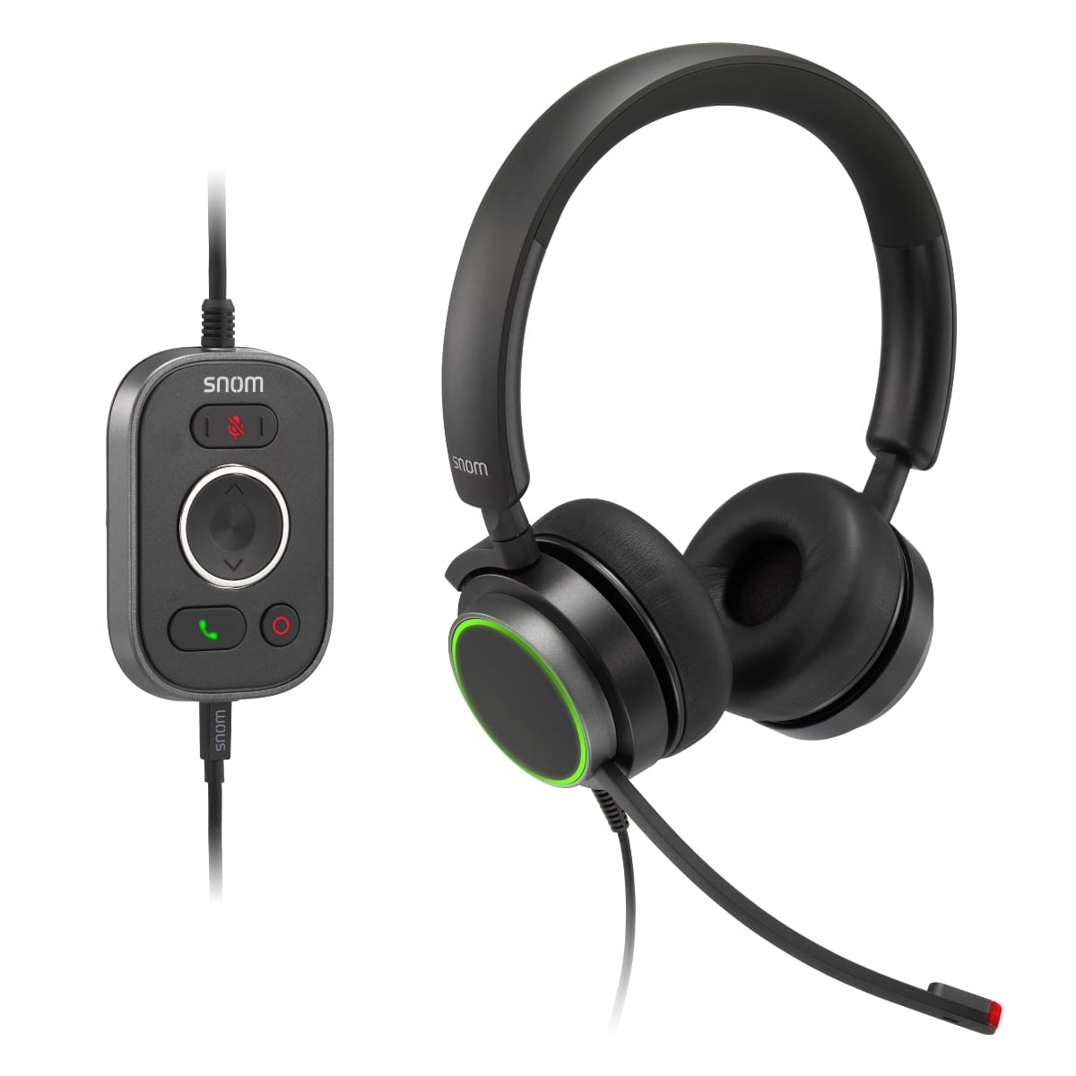 Snom A330D Wired USB Binaural Headset with HD Audio, Noise Suppression, Inline Remote & Busylight for Video Telephony