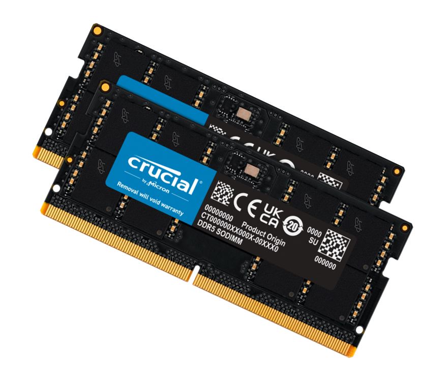 Crucial 64GB (2x32GB) DDR5-4800MHz C40 1.1V SODIMM Laptop Memory Kit CT2K32G48C40S5