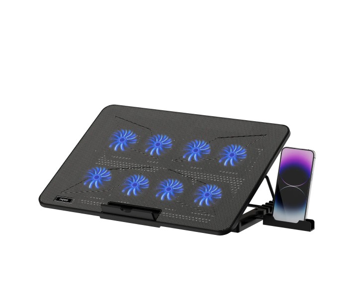 Rapoo CF300 Laptop Cooling Pad with 8 High-Efficiency Fans & 7 Adjustable Angles – Multi-Functional Cooler for Laptops up to 17 Inches