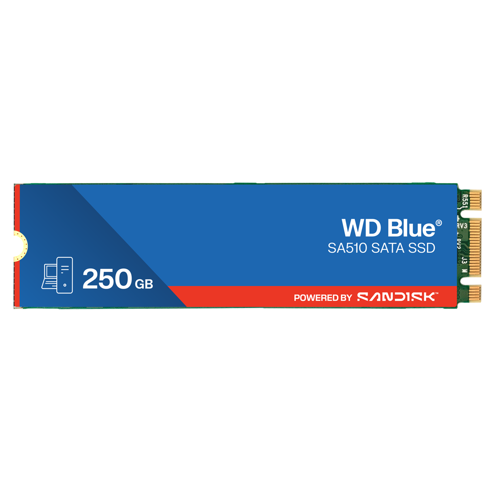 Western Digital Blue SA510 250GB M.2 2280 SATA III SSD – High-Speed 555MB/s Read, 440MB/s Write, 5-Year Warranty