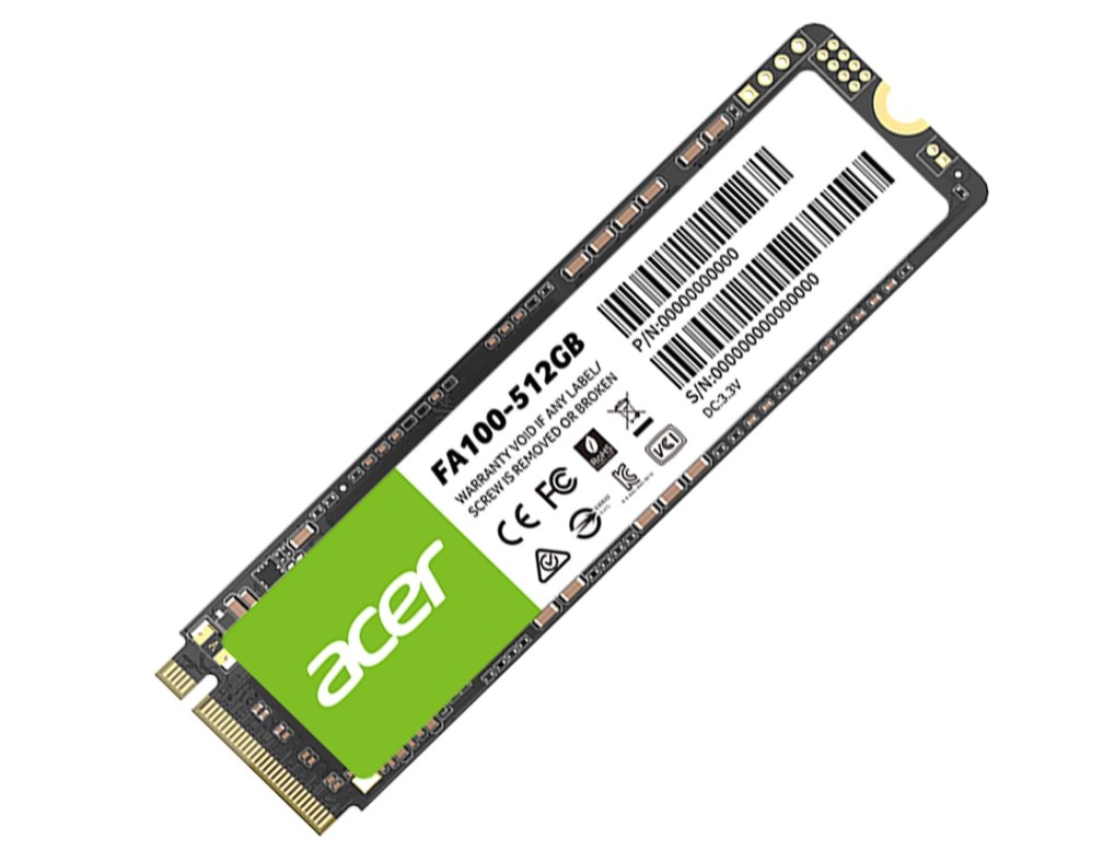 Acer FA100 512GB M.2 2280 NVMe PCIe Gen3 x4 SSD - 3300MB/s Read, 2200MB/s Write, 5-Year Warranty