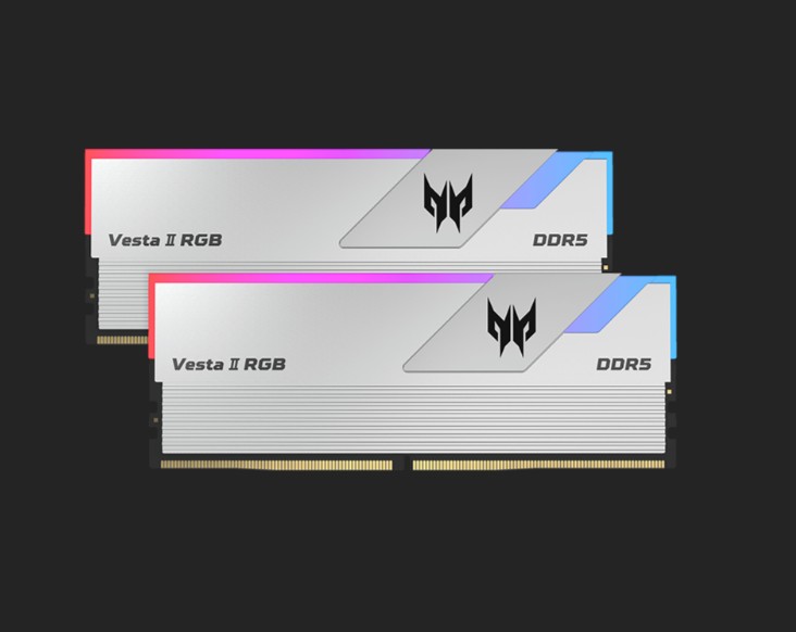Acer Predator Vesta II DDR5 6000 MHz 32GB (2x16GB) RGB Desktop Memory Kit CL36 1R x8 PC5-48000 with XMP 3.0 & AMD EXPO Support BL.9BWWR.653