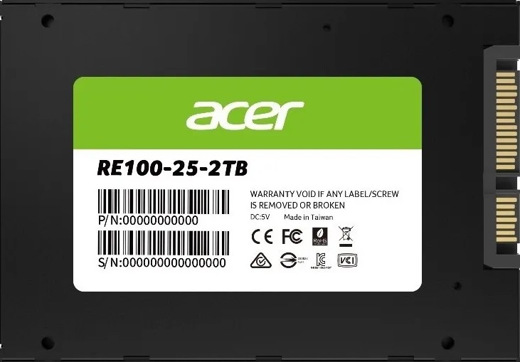 ACER RE100 2TB 2.5" SATA III SSD - 558 MB/s Read, 503 MB/s Write Speeds - 3D TLC NAND, 5-Year Warranty
