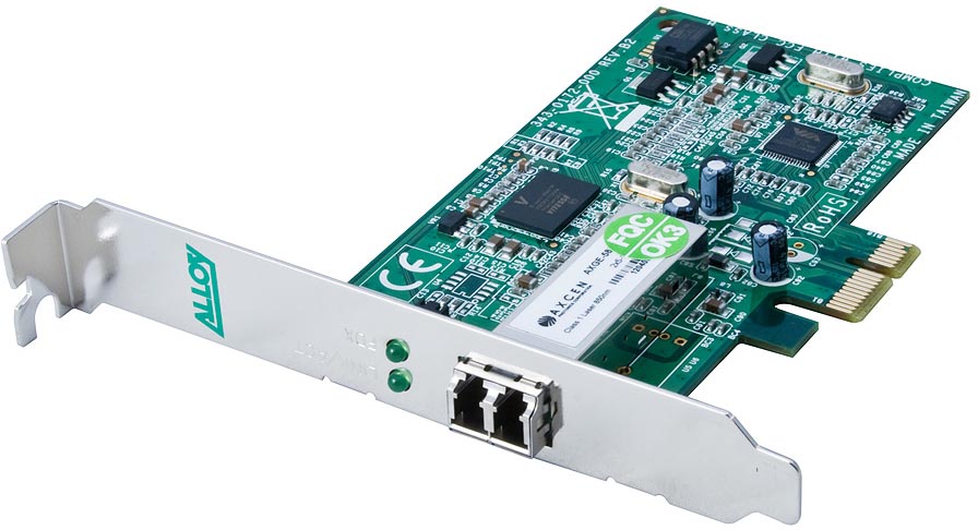 Alloy AN1000ELC PCI-E 1000Mb Multimode (LC) Fibre Network Adapter – Gigabit Ethernet PCIe x1 Low Profile, 2Km Range, VLAN Filtering