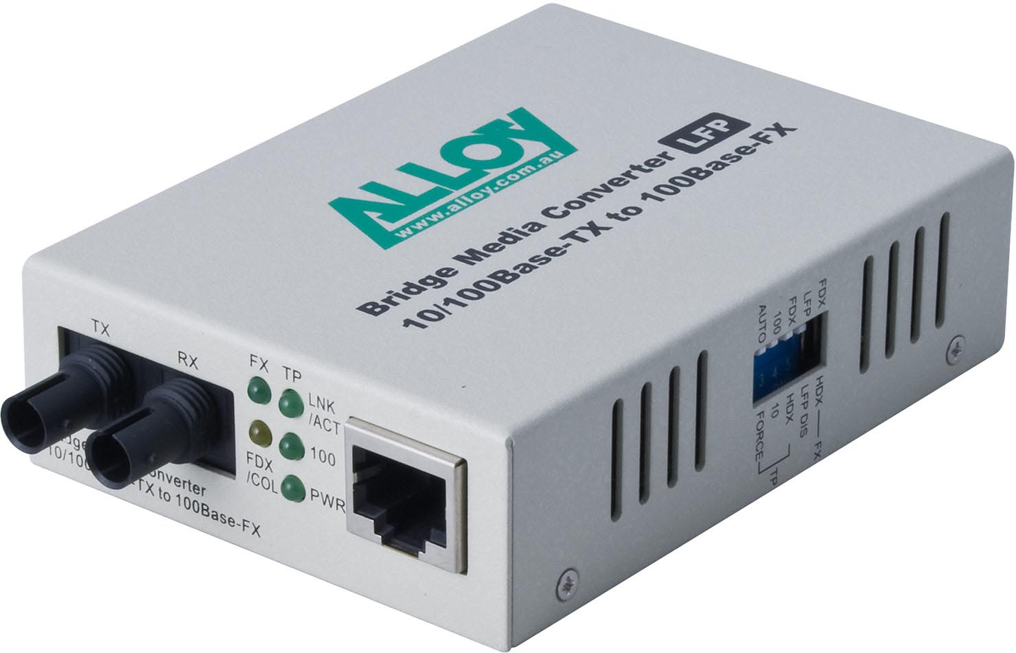 Alloy FCR200STR 10/100Base-TX to 100Base-FX ST Multimode Fibre Converter with LFP Support, 2km Range, Standalone or Rackmount