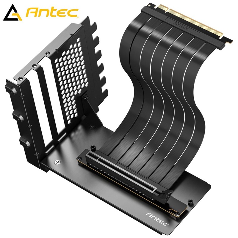 Antec AT-RCVB-BK200-PCIE5 Black 200mm PCIe 5.0 Riser Cable Vertical Bracket Kit – 64GB/s, 32GT/s, Supports RTX 5090 & RX 9070 XT