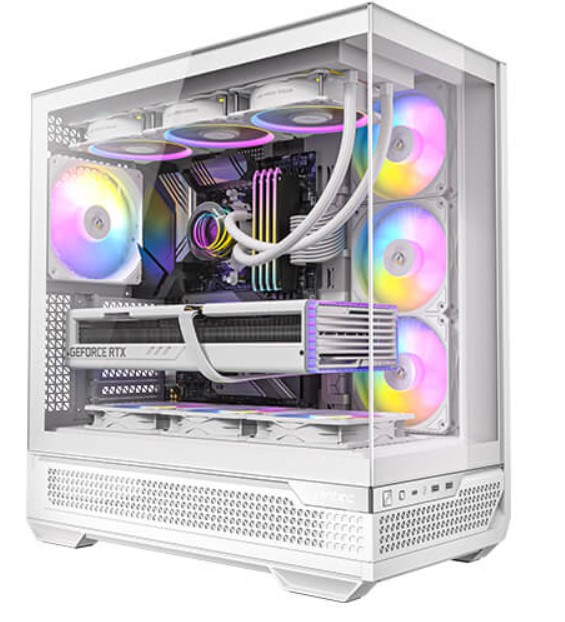Antec C7-ARGB Mid-Tower ATX/E-ATX PC Case with Panoramic 270° Tempered Glass, USB-C 10Gbps, 4x ARGB PWM Fans, Side Radiator Support, White