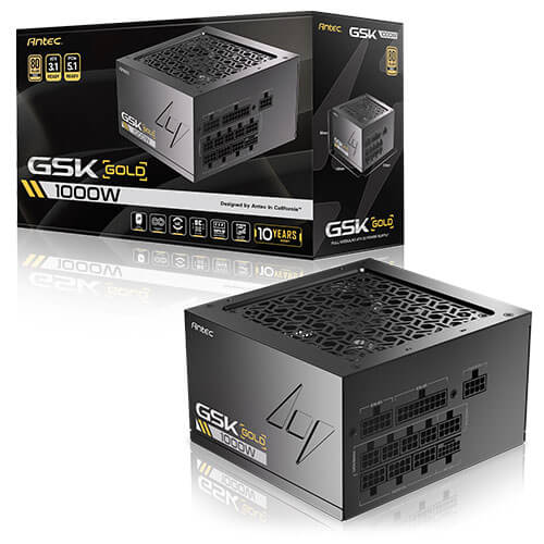 Antec GSK1000 AU 1000W Full-Modular ATX 12V 3.1 Power Supply 80 Plus Gold, 120mm FDB Fan, PCIe 5.1 Compatible, 10-Year Warranty