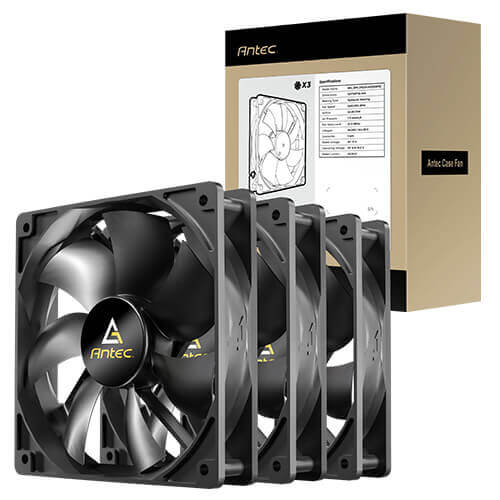 Antec N12 3-Pack 120mm Hydraulic Bearing Case Fans - 1200RPM, 42.58 CFM, Quiet 22.3dB, 3-Pin 12V Connector, 1-Year Warranty