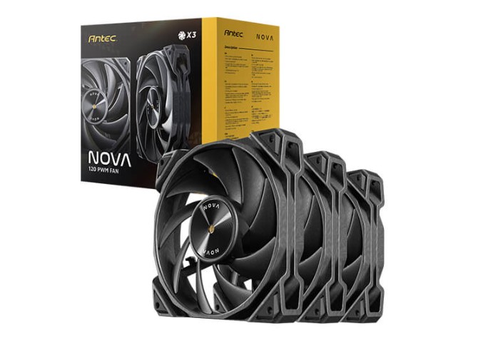 Antec NOVA 120 PWM 3-Phase Speed Controller 120mm Case Fan 3-Pack with Low Noise, High Heat Dissipation, Durable Metal Shaft & Neodymium Magnet