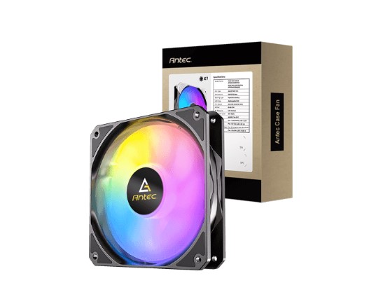 Antec P12R ARGB 120mm PWM Fan with Reverse Blade Design, Hydraulic Bearing, Anti-Vibration Pads, 240-1350 RPM, 61.46 CFM, 29.5 dBA, Addressable RGB