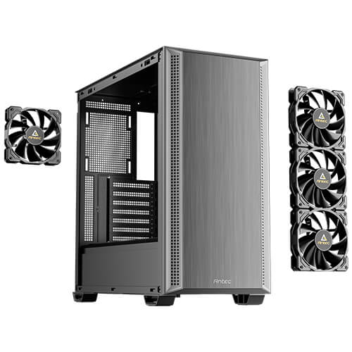 Antec P7 S Mid-Tower ATX Case with USB-C 3.2 Gen 2, 4x 120mm PWM Fans, 360mm Radiator Support, GPU 405mm, PSU 270mm - Steel & Plastic