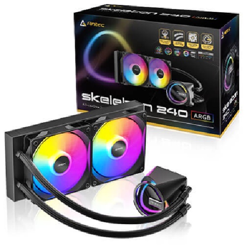 Antec Skeleton 240 ARGB 240mm All-in-One Liquid CPU Cooler with PWM ARGB Fans, Intel & AMD Socket Support, Aluminum Radiator, Quiet Operation ≤32dB, 3-Year Warranty