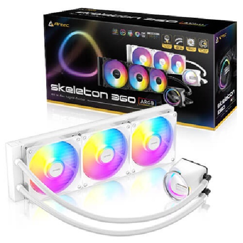 Antec Skeleton 360 ARGB-WHITE 360mm All-in-One Liquid CPU Cooler with PWM ARGB Fans and Multi-Socket Intel/AMD Support
