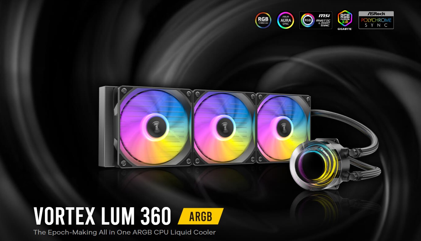 Antec VORTEX LUM 360 ARGB All-in-One CPU Liquid Cooler with 3x 120mm PWM ARGB Fans, Intel & AMD Socket Compatibility, ≤280W TDP