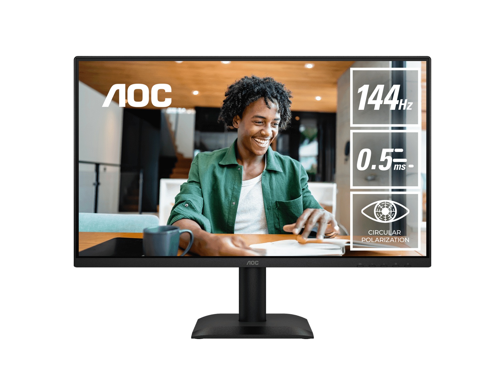 AOC 24E40L 23.8" IPS FHD Monitor 144Hz, 4ms GtG, HDR10, 300cd/m² Brightness, HDMI & DisplayPort, Tilt Adjustable Stand