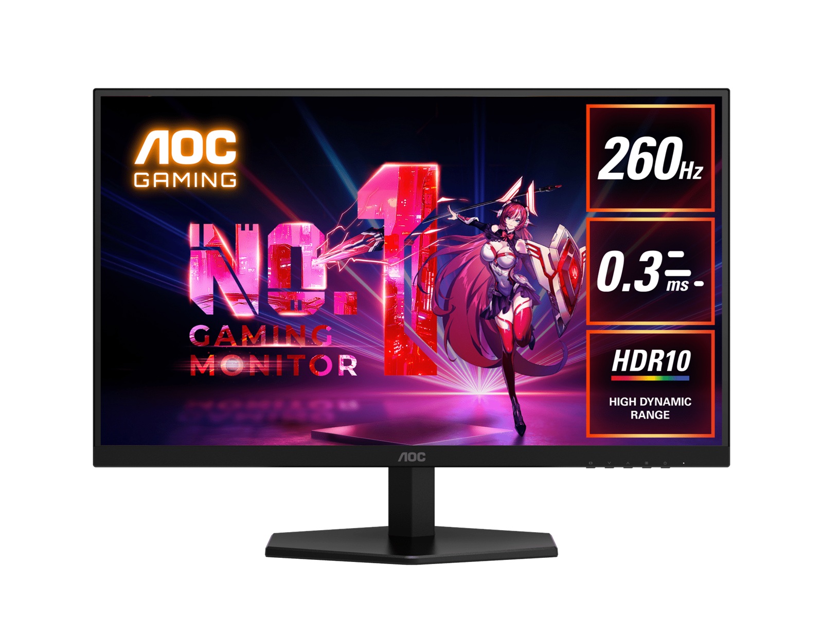 AOC Q27G42ZE 27-inch Fast IPS 260Hz Gaming Monitor with 2560x1440 QHD, 0.3ms MPRT, HDR10, Adaptive-Sync, sRGB 120%, DCI-P3 98.5%, DP & HDMI, Tilt Stand