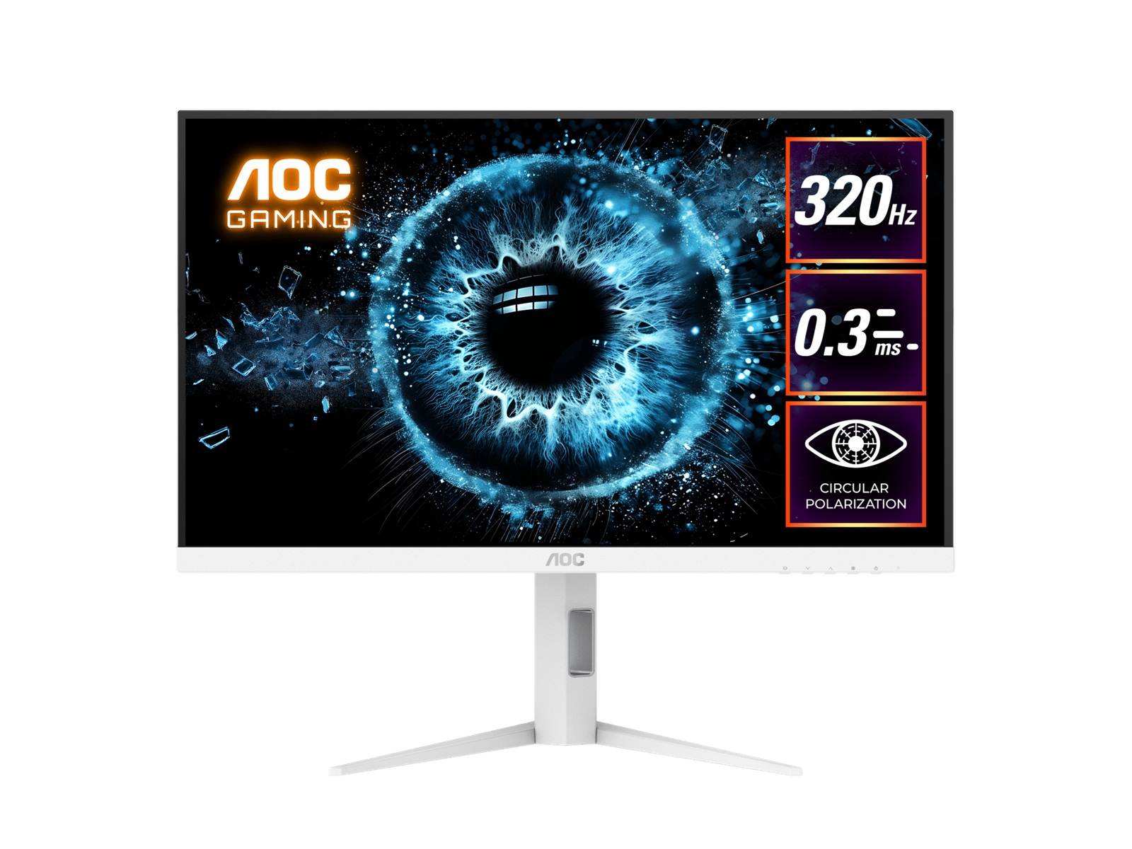 AOC Q27G4SL/WS 27" Fast IPS Gaming Monitor 2560x1440 QHD 320Hz 1ms GtG HDR400 VESA 100x100 Ergonomic Stand HDMI 2.1 DP 1.4