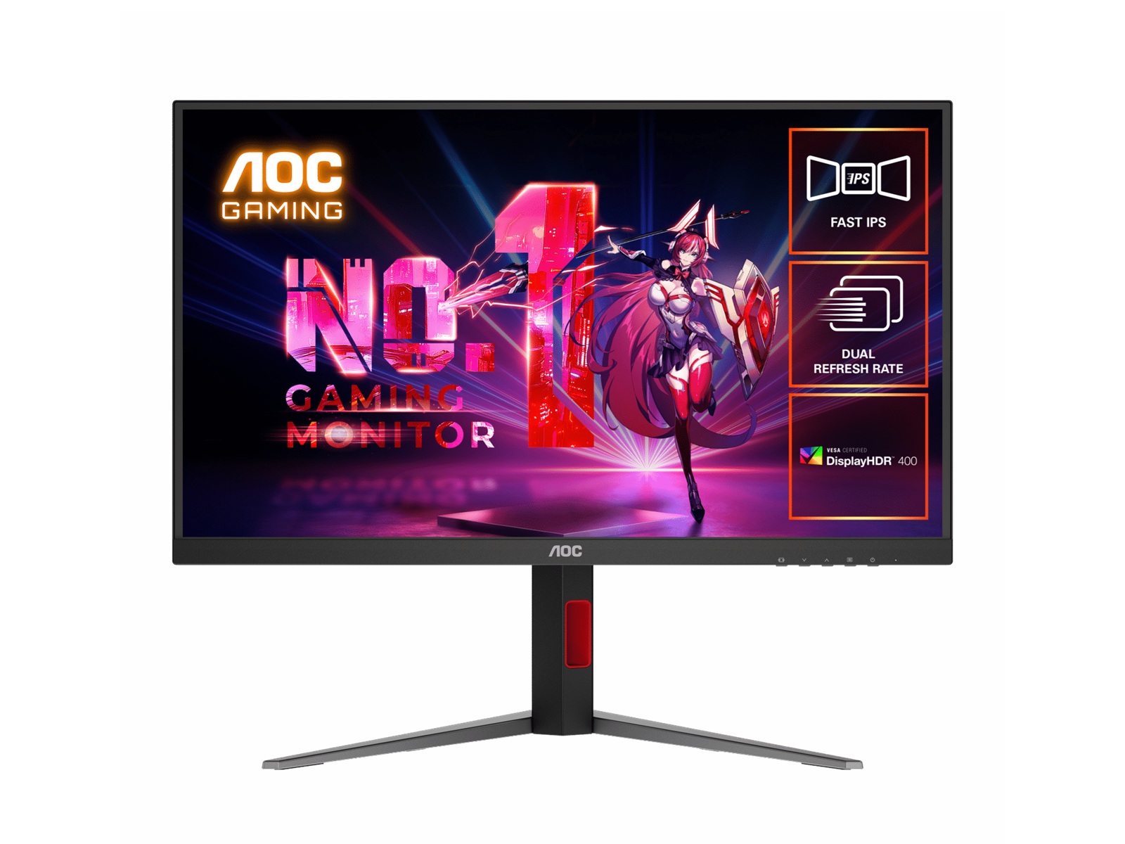AOC U27G4 27-Inch Fast IPS Gaming Monitor 4K UHD 160Hz & FHD 320Hz Dual Refresh, 0.3ms MPRT, HDR400, sRGB 127%, DCI-P3 99%, HDMI 2.1 & DP 1.4, Adjustable Stand, VESA 100mm