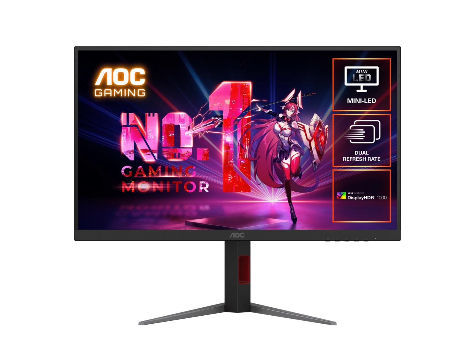 AOC U27G4XM 27-inch Dual Refresh Rate Mini-LED Gaming Monitor – 4K UHD 160Hz, FHD 320Hz, 1ms GtG, Quantum Dot, DisplayHDR 1000, HDMI 2.1, USB Hub