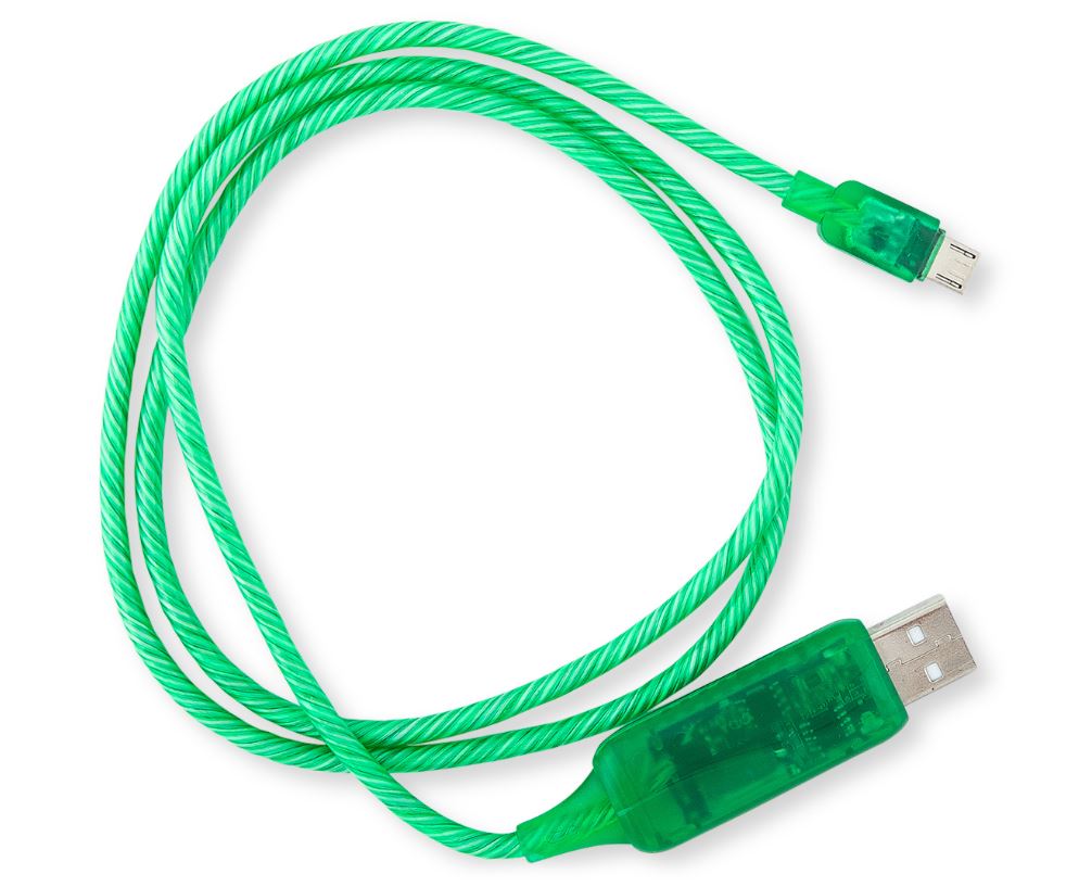 Astrotek 1m Green LED Light Up Micro USB Charger Data Cable for Samsung LG Android Devices with Electroluminescent Flowing Illumination