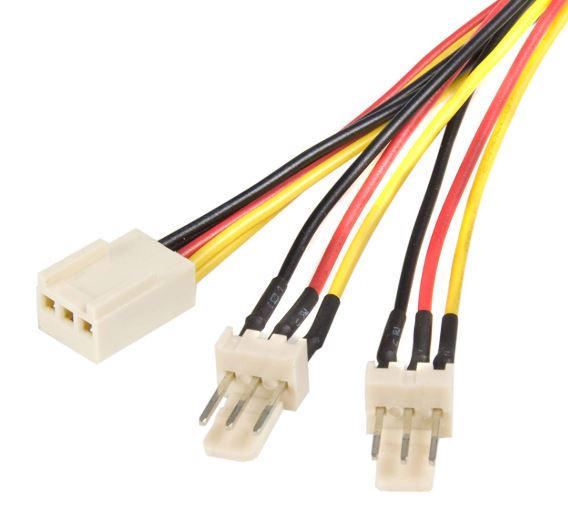 Astrotek 20cm 3-Pin Fan Power Cable Y Splitter - 2x 3-Pin Male to 1x 3-Pin Female Sleeved PC Cooler Extension