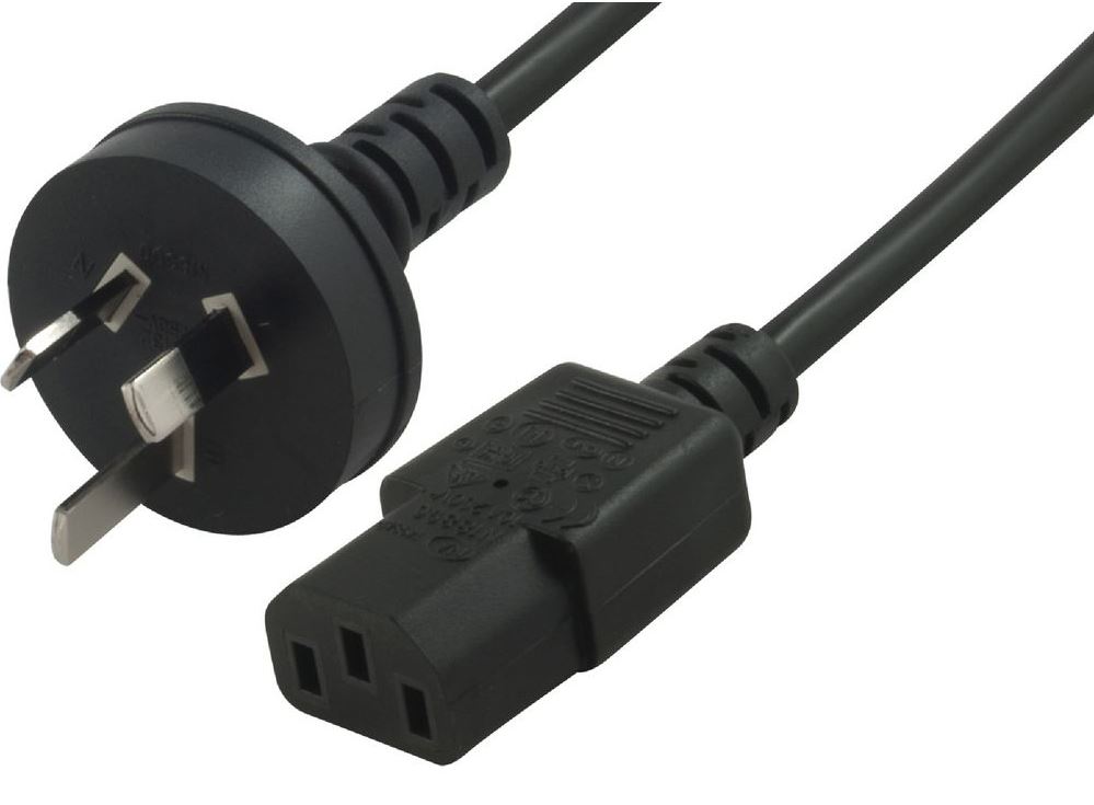 Astrotek 2m AU Certified Power Cable - Australian 3-Pin to IEC 320-C13, Black Mains Lead for PC, Notebook, Printer, 240V