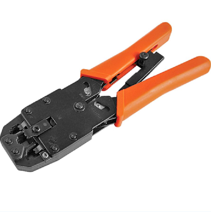 Astrotek 3-in-1 Modular Crimping Tool Kit for RJ45, RJ12, RJ11 Connectors with Ratchet and Integrated Cable Cutter/Stripper