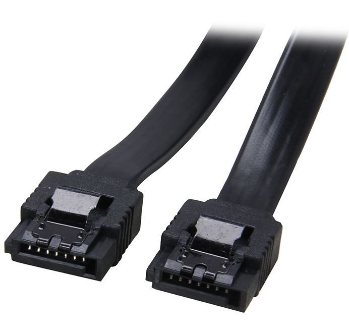 Astrotek 30cm SATA 3.0 Data Cable 7-Pin Straight to Straight with Retention Latch, Black Nylon Jacket 26AWG